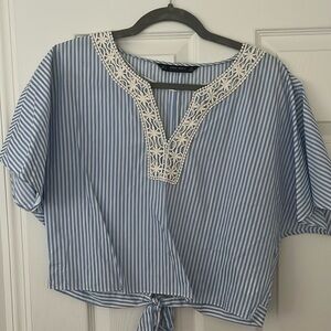 Zara Nautical Blue + White Top